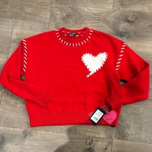 Nicole Miller Red Sweater with White Heart